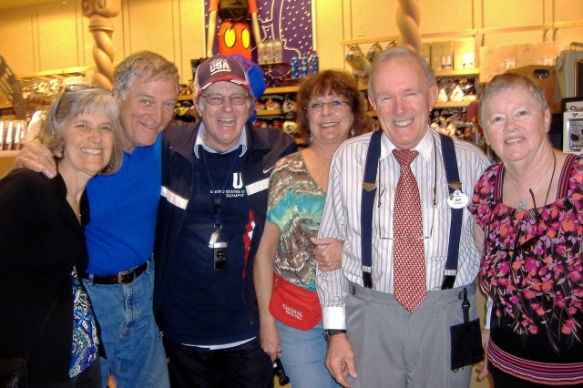 Fred & Nancy Robertson, Craig & Mary Lou Eby, Skip and Barb Snyder-Eby met on 2/9/13 at the Hollywood Studios at Disney where Skip works. Once in a lifetime picture.